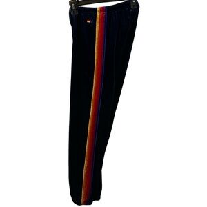 Aviator Nation Classic Velvet Sweatpants Side Rainbow Stripes Drawstring Navy S